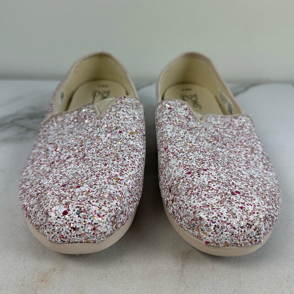NWOT Toms Alpargata Natural Glitter Slip On Shoes Sneakers Flats Loafers, 8.5 - Picture 8 of 13